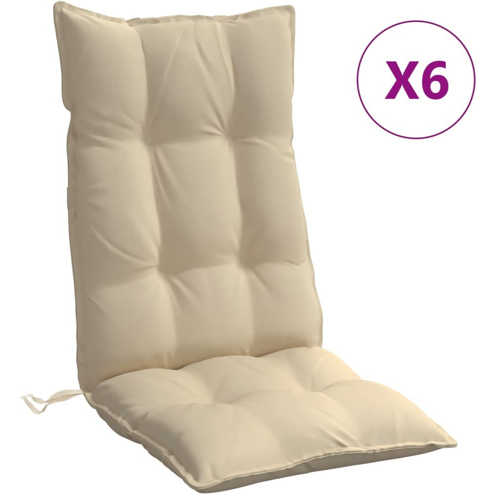 vidaXL Highback Chair Cushions 6 pcs Beige Oxford Fabric