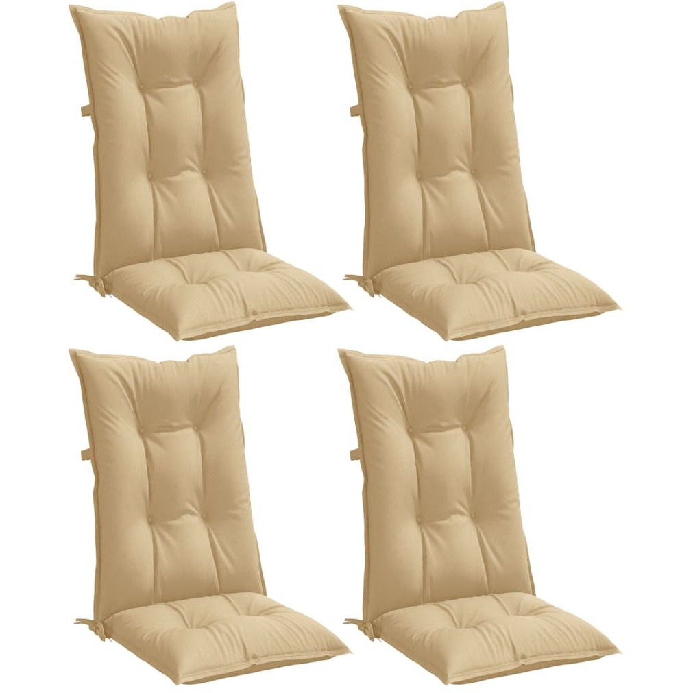 vidaXL Highback Chair Cushions 4 pcs Melange Beige 47.2x19.7x2.8 Fabric