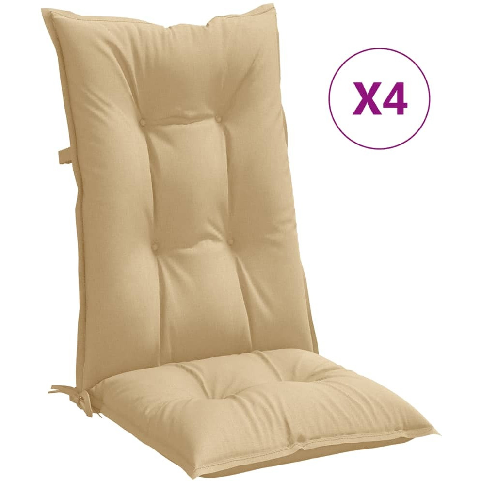 vidaXL Highback Chair Cushions 4 pcs Melange Beige 47.2x19.7x2.8 Fabric