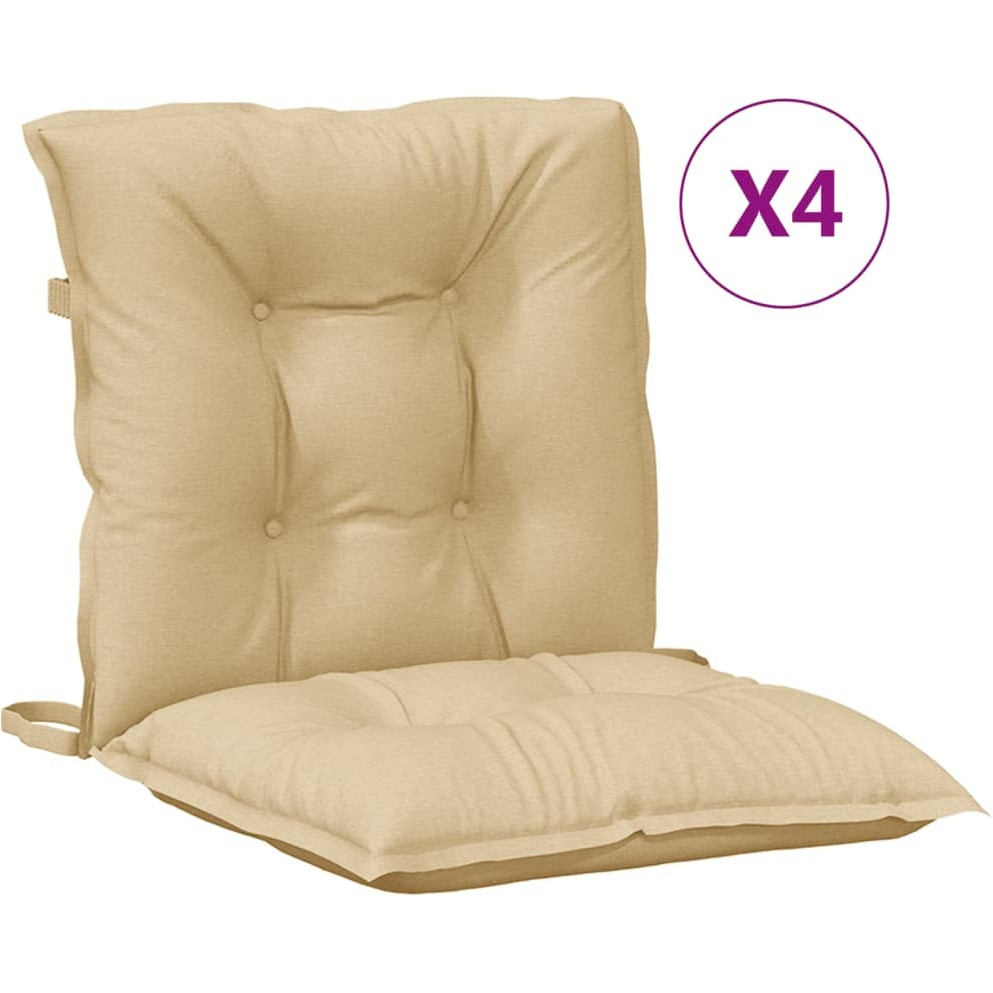 vidaXL Lowback Chair Cushions 4 pcs Melange Beige 39.4x19.7x2.8 Fabric