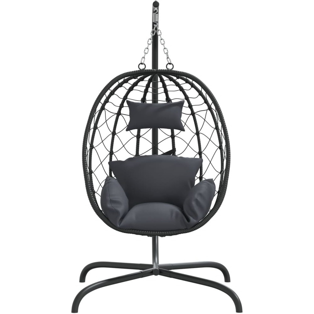 vidaXL Hanging Egg Chair with Cushion Anthracite Poly Rattan&Steel