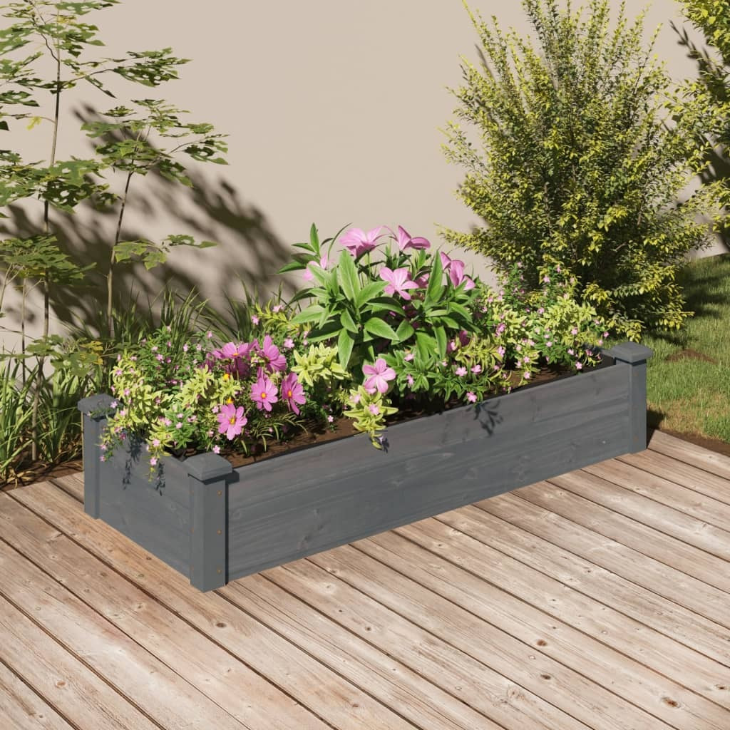 vidaXL Garden Raised Bed with Liner Gray 47.2x17.7x9.8 Solid Wood Fir