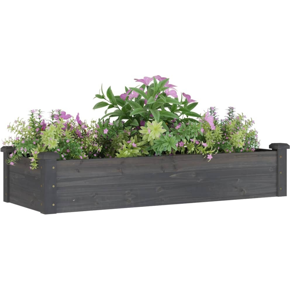 vidaXL Garden Raised Bed with Liner Gray 47.2x17.7x9.8 Solid Wood Fir