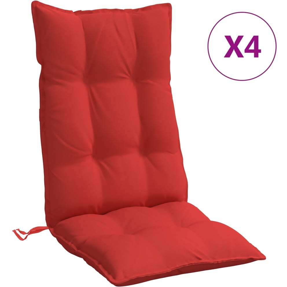 vidaXL Highback Chair Cushions 4 pcs Red Oxford Fabric