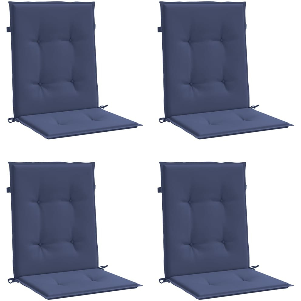 vidaXL Lowback Chair Cushions 4 pcs Navy Blue Fabric