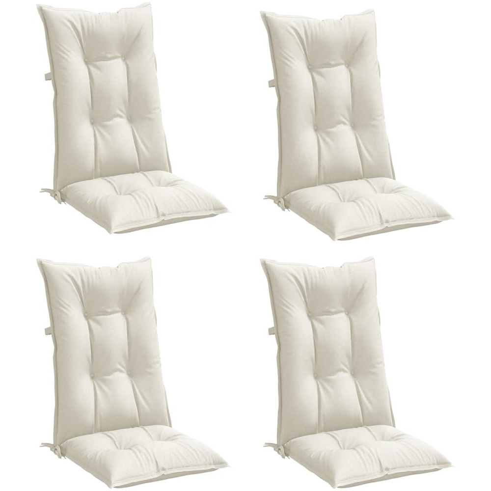 vidaXL Highback Chair Cushions 4 pcs Melange Cream 47.2x19.7x2.8 Fabric