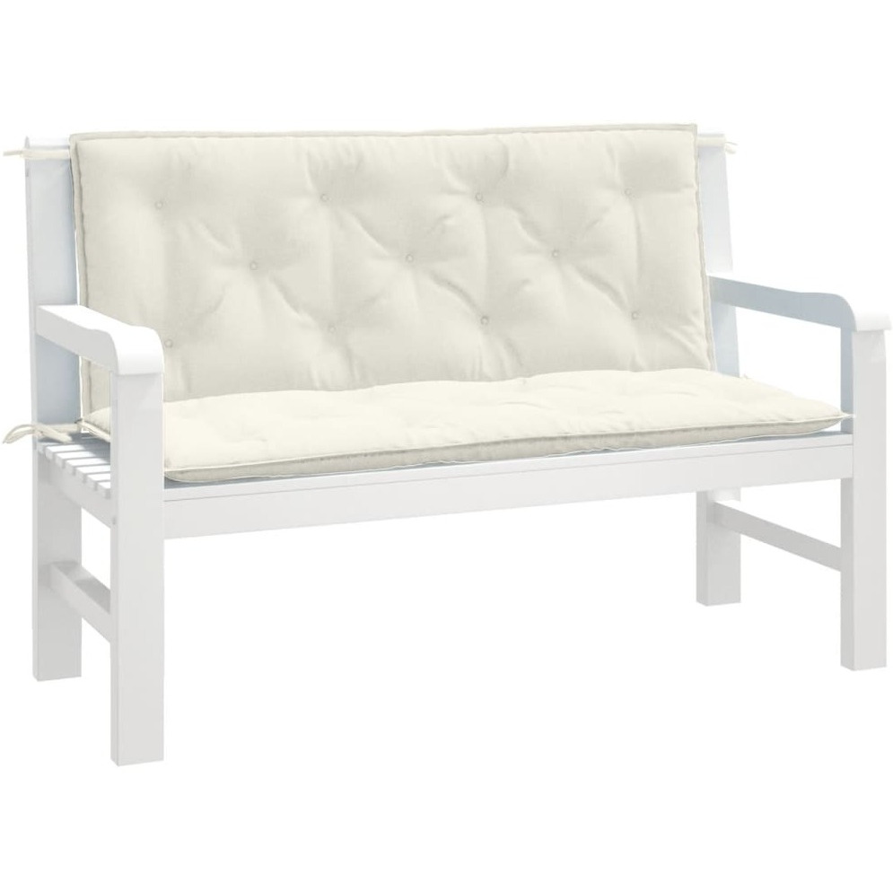 vidaXL Garden Bench Cushions 2 pcs Melange Cream 47.2x19.7x2.8 Fabric