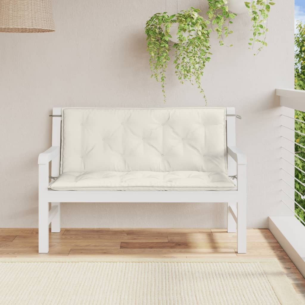 vidaXL Garden Bench Cushions 2 pcs Melange Cream 47.2x19.7x2.8 Fabric