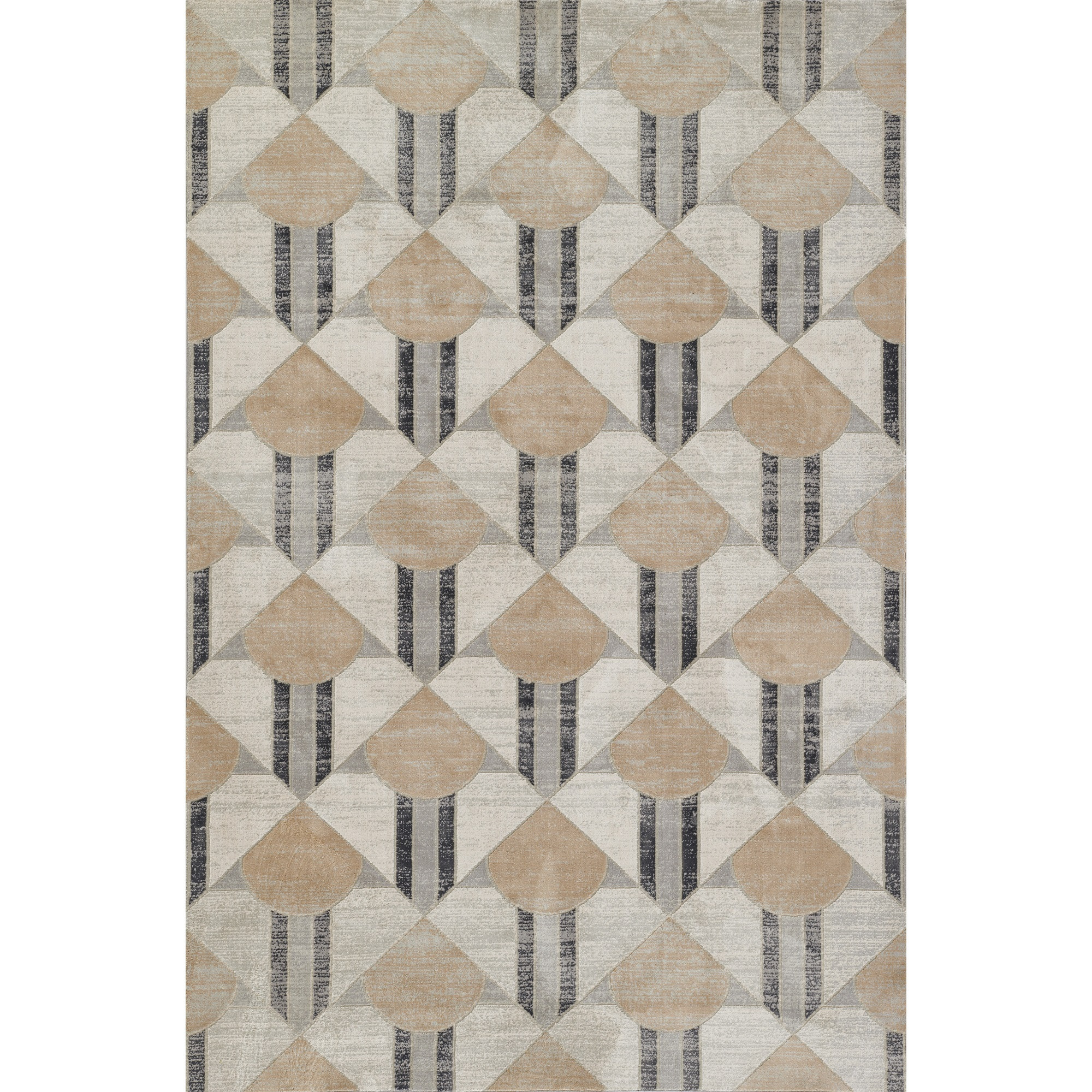 Momeni Edition Geometric Polyester Charcoal Area Rug, 1'10" x 2'10" Sized Rug for Entry Way, Bathroom, and Kitchen