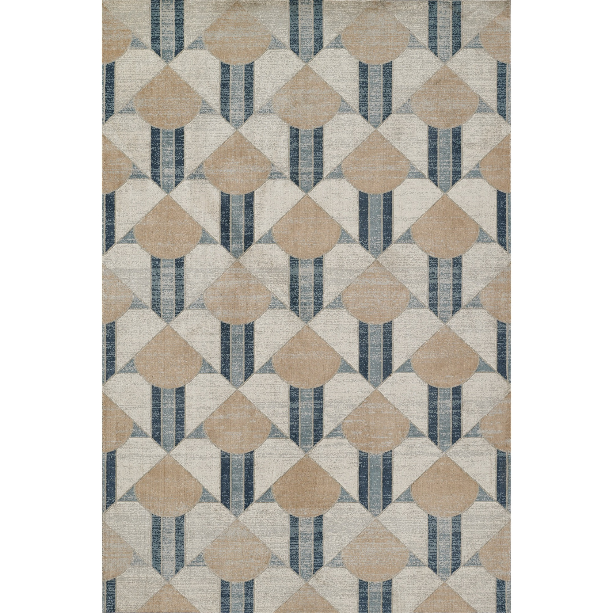 Momeni Edition Geometric Polyester Blue Area Rug, 3'10" x 5'7" Sized Rug for Living Room, Bedroom, Dining Room, and Kitchen