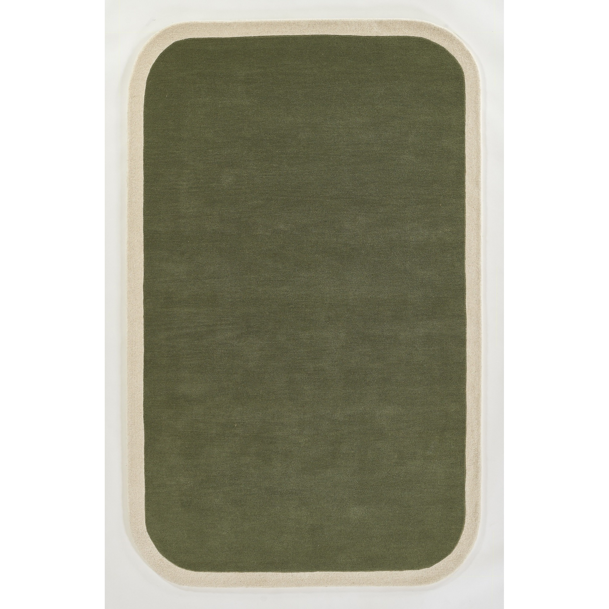 Novogratz by Momeni Tallulah Solid Color Ivory Border Wool Hand Tufted Area Rug, 2' X 4', Green