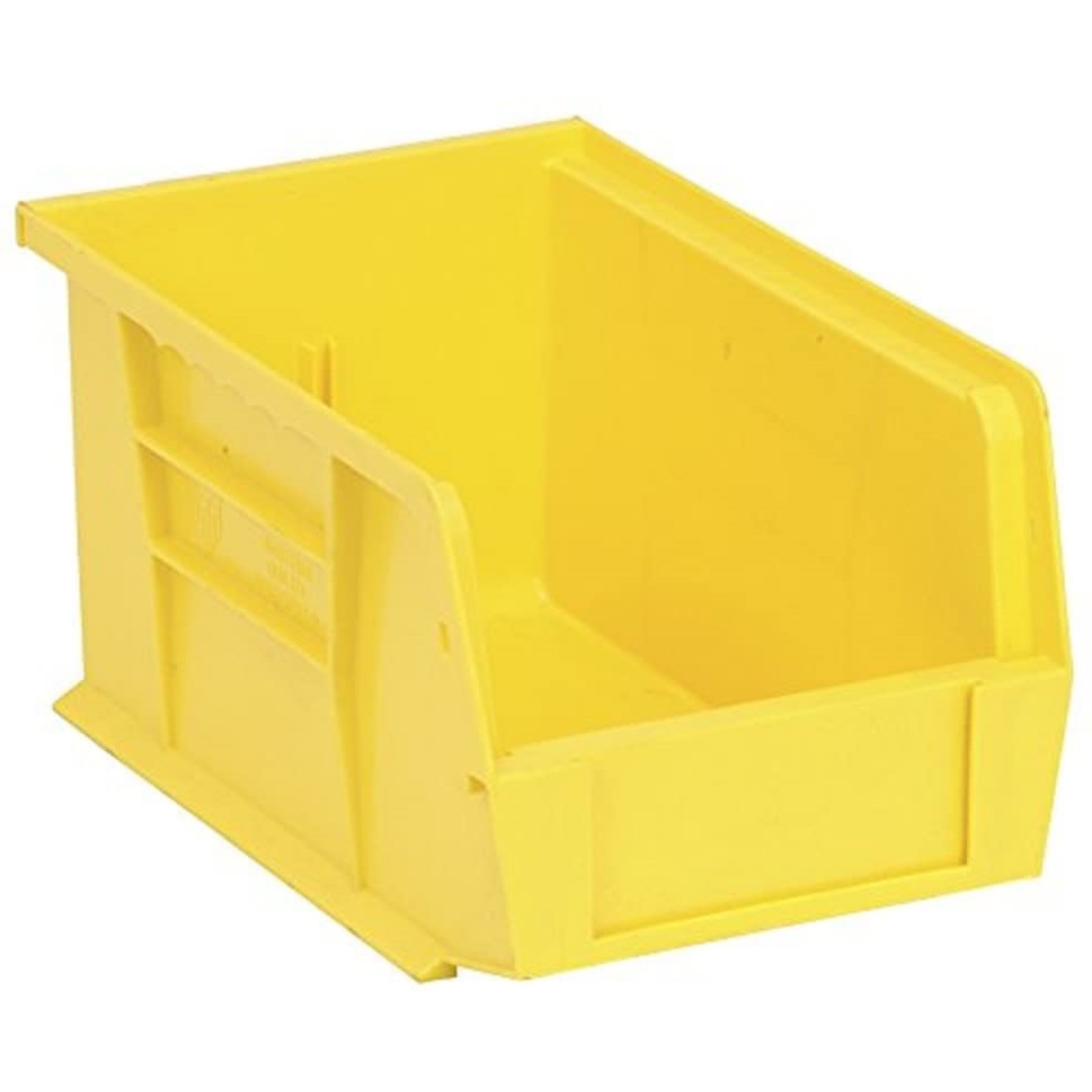Bin, stacking or hanging, 6W x 9-1/4D x 5H, front/back/side grips, anti-slide lock, (1) divider slot, rear hanger, molded-in label holder, polypropylene, yellow, Made in USA