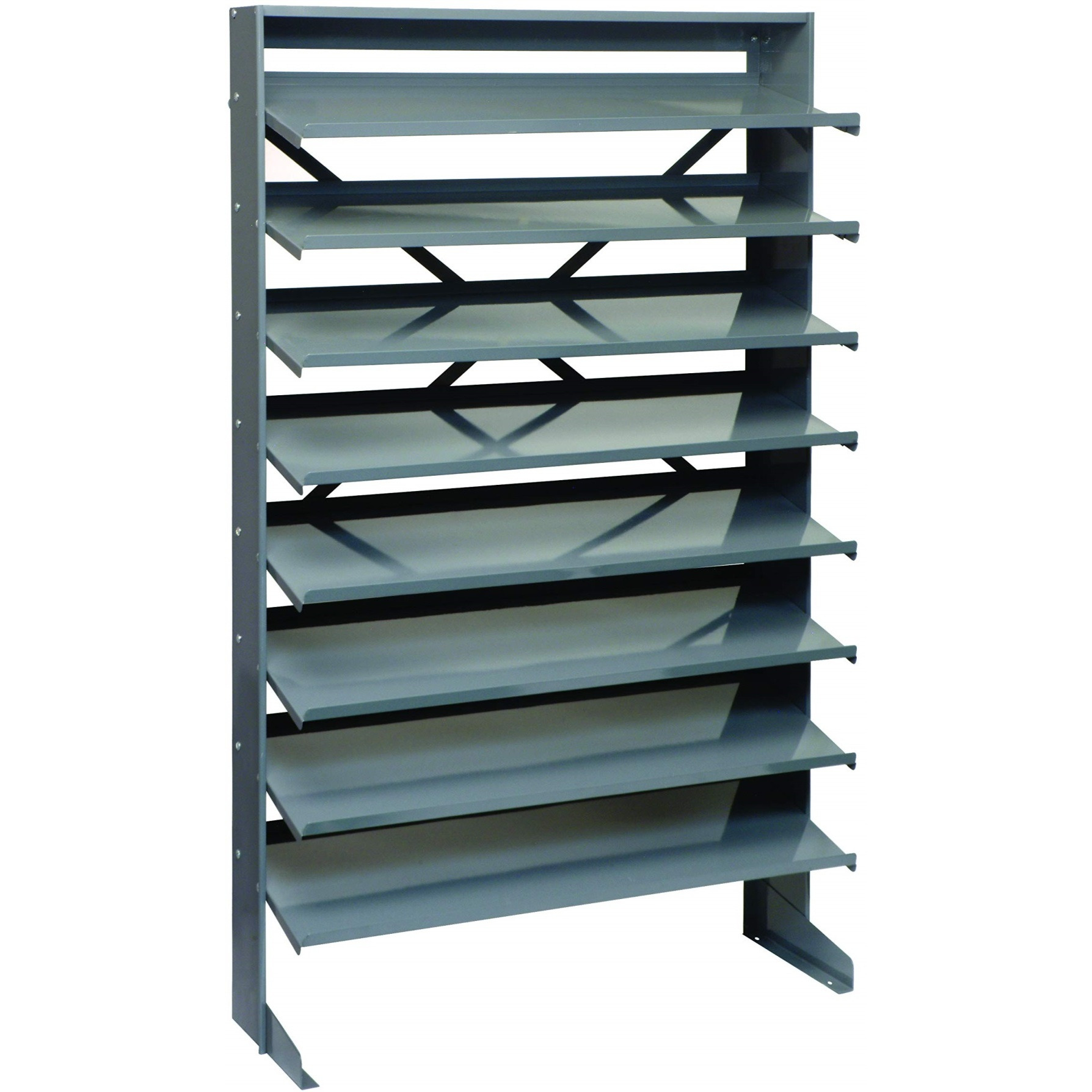 Pick Rack, slopped, single sided, 12D x 36W x 60H, 400 lbs. capacity, includes (8) shelves, steel (bins not included)