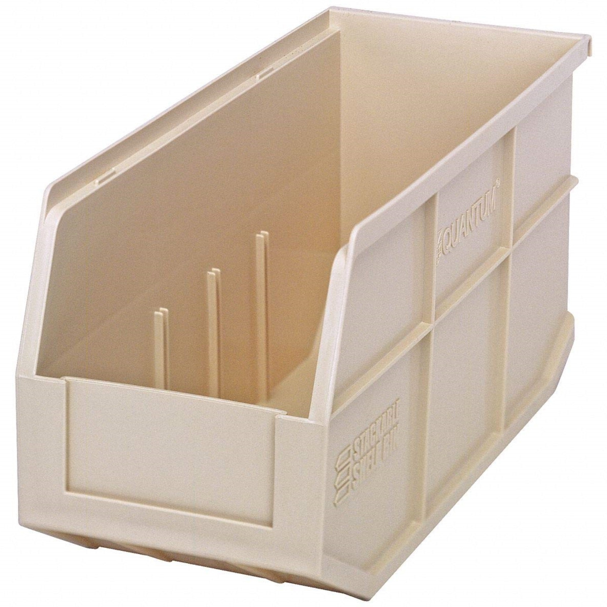 Stackable Shelf Bin, 14W x 6D x 7H, autoclavable up to 250F, polypropylene, ivory, made in USA