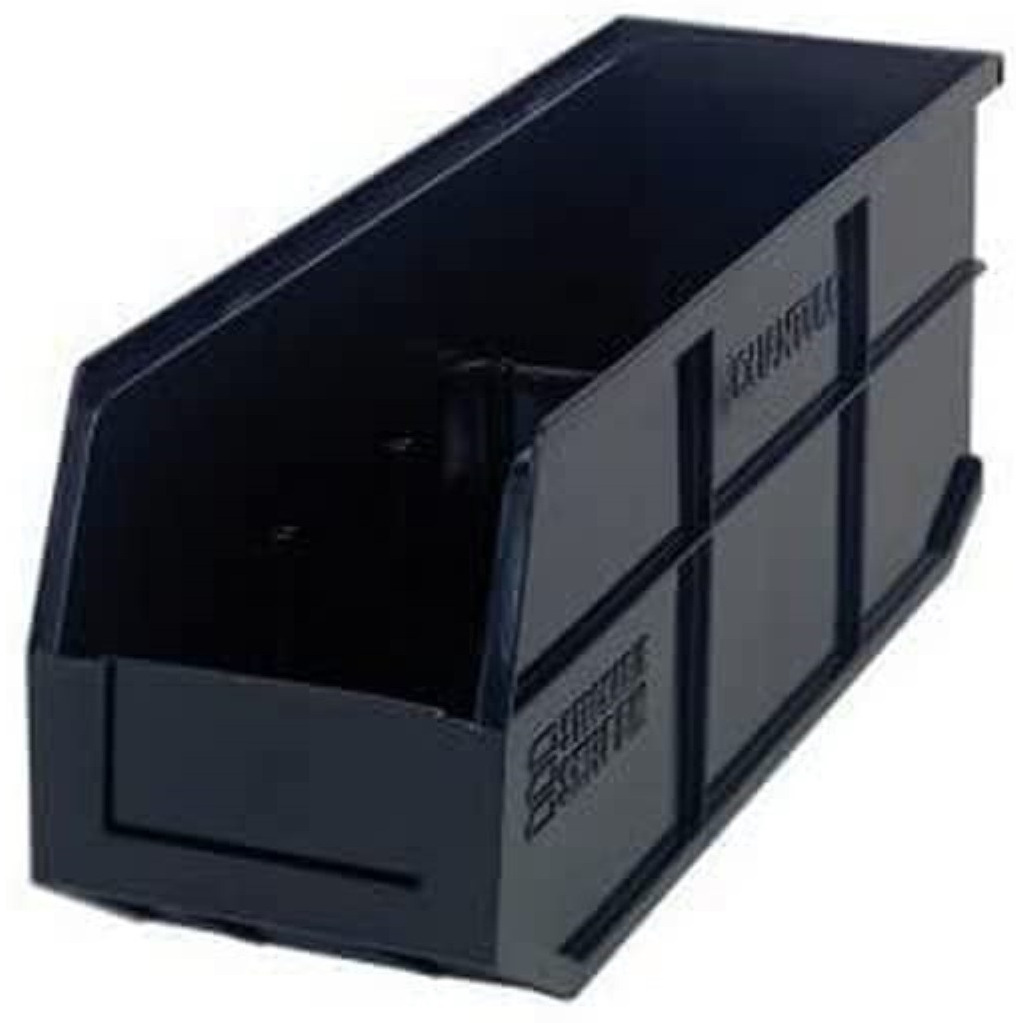 Stackable Shelf Bin, 18W x 6D x 7H, autoclavable up to 250F, polypropylene, black, made in USA
