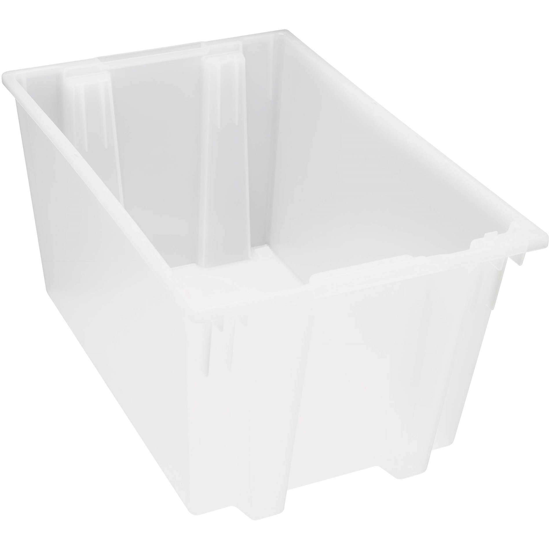 Stack and Nest Tote, 29-1/2W x 19-1/2D x 15H, heavy duty, 3.70 cu. ft. capacity, clear polypropylene, Made in USA (priced per each, 3 each per carton)