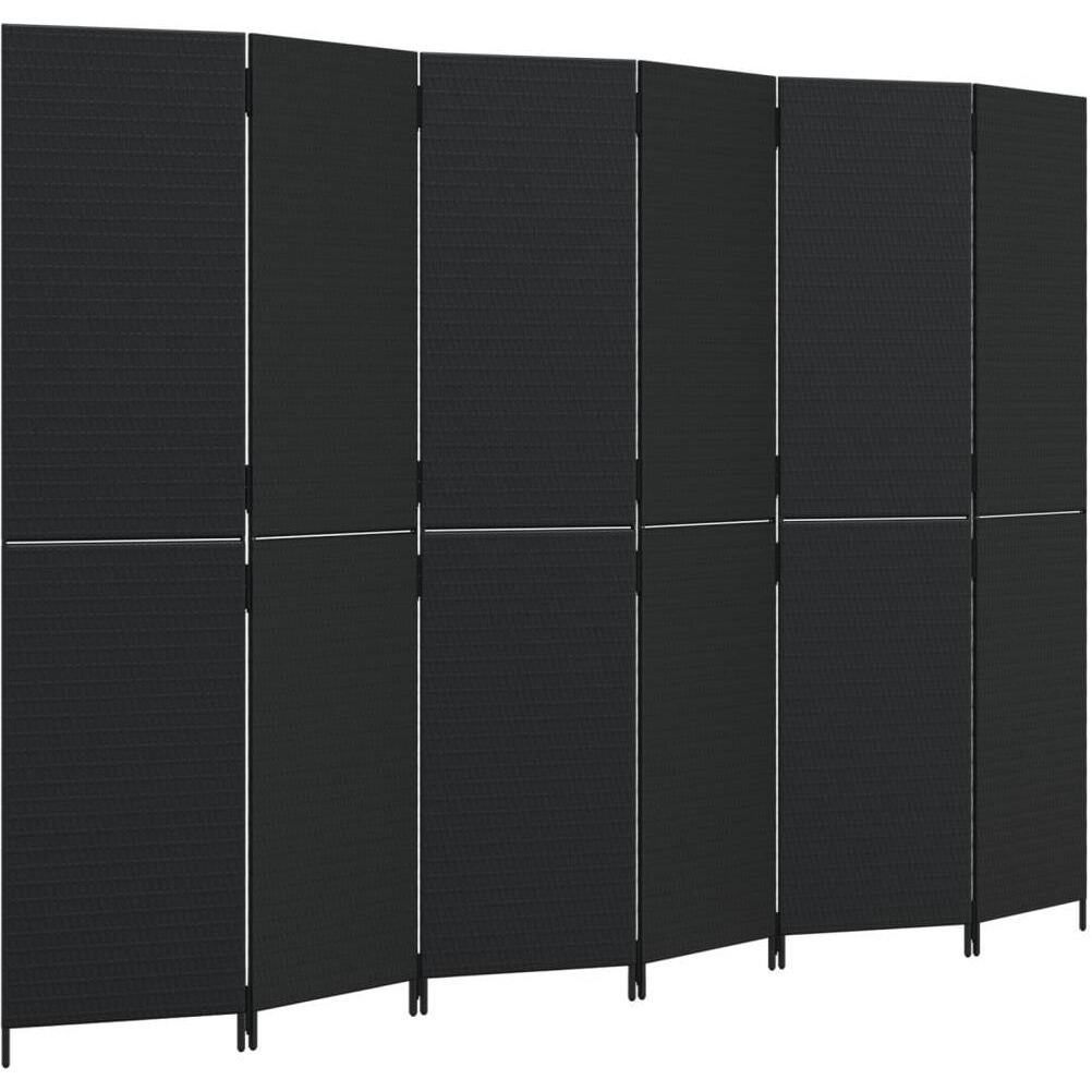 vidaXL Room Divider 6 Panels Black Poly Rattan