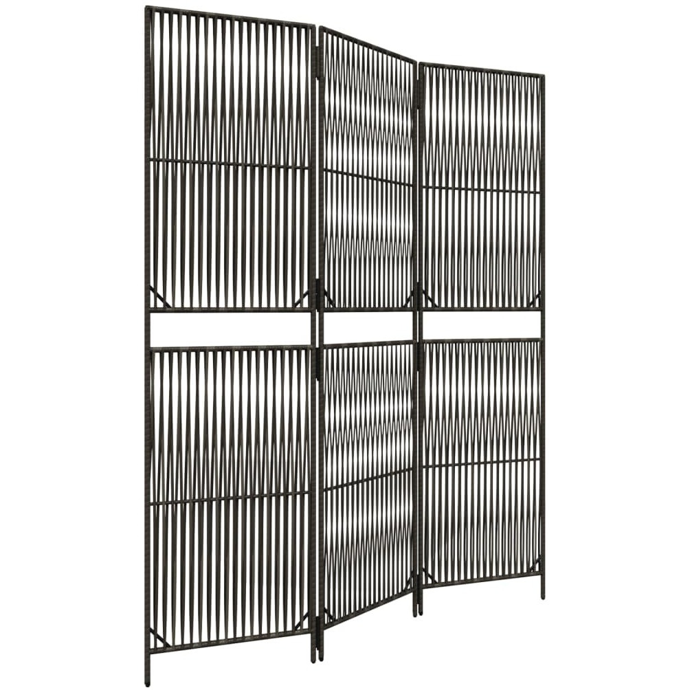 vidaXL Room Divider 3 Panels Gray Poly Rattan
