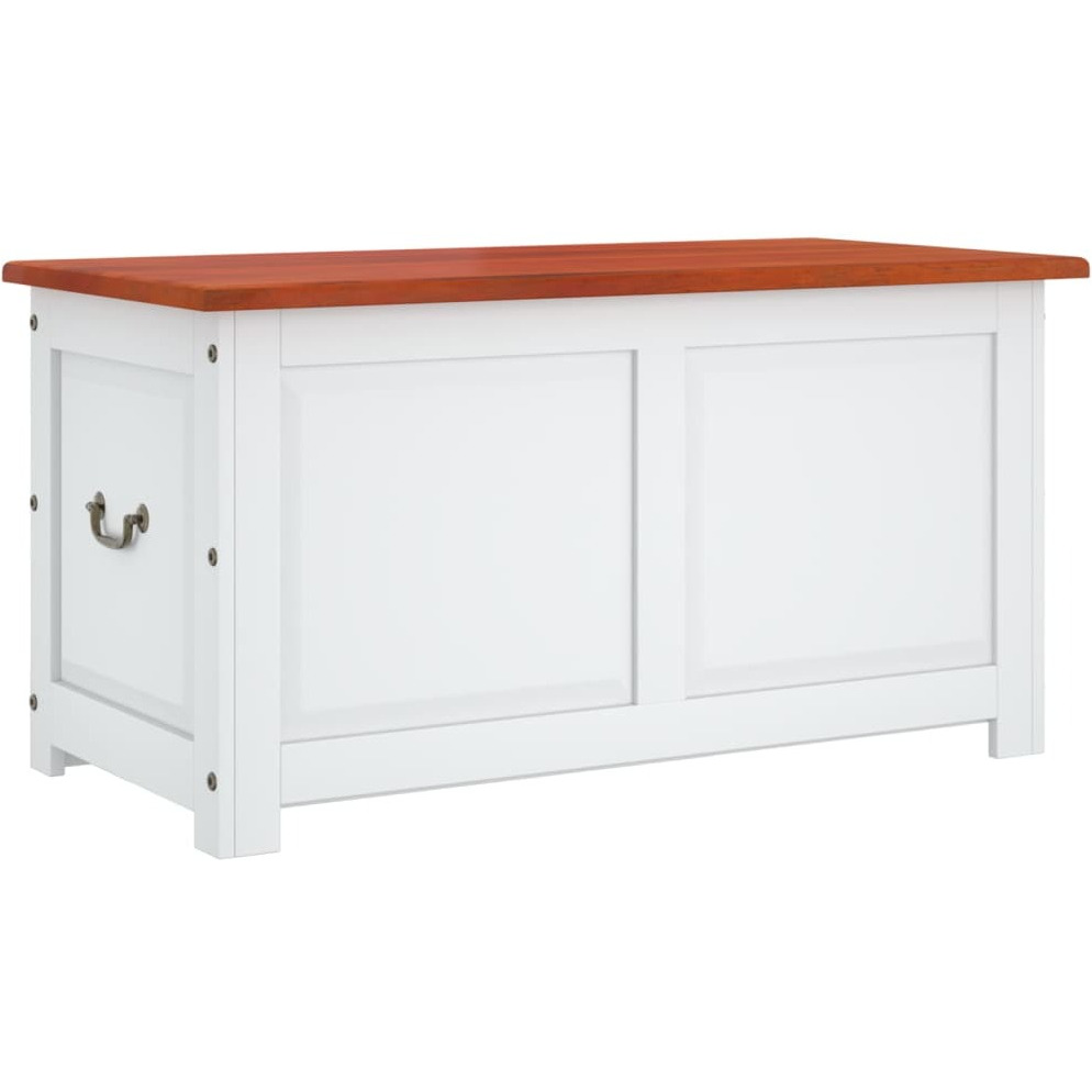 vidaXL Storage Chest with Lid Brown and White Solid Wood Acacia