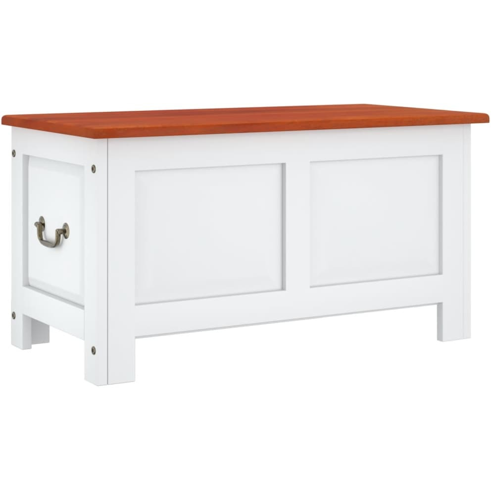 vidaXL Storage Chest with Lid Brown and White Solid Wood Acacia