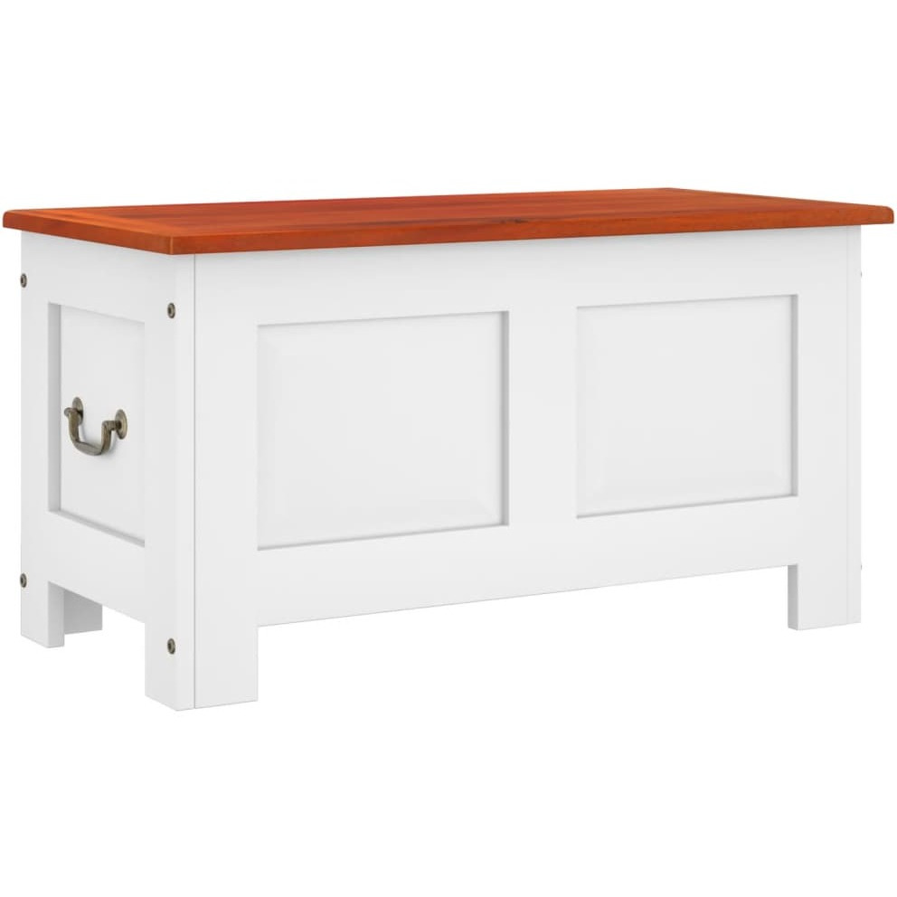 vidaXL Storage Chest with Lid Brown and White Solid Wood Acacia