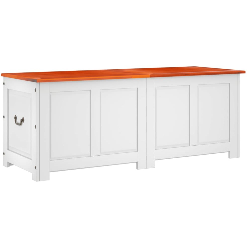 vidaXL Storage Chest with Lid Brown and White Solid Wood Acacia