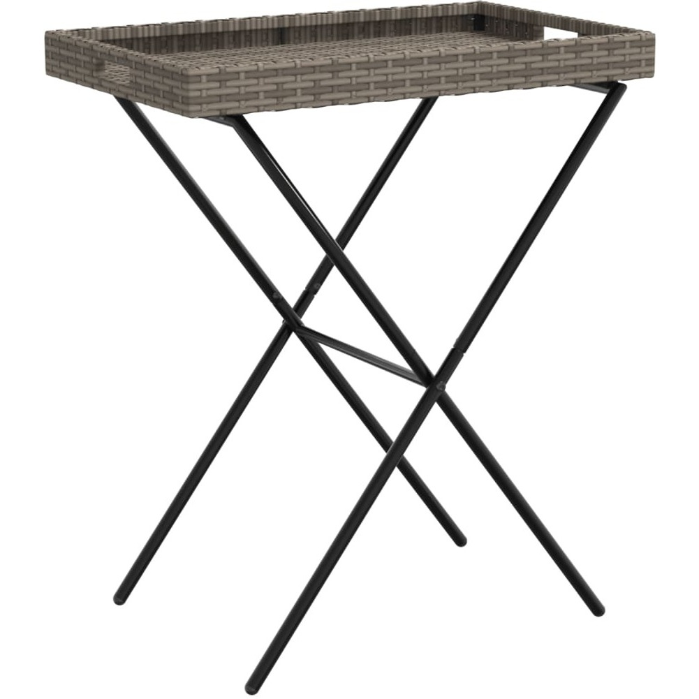 vidaXL Folding Tray Table Gray 25.6x15.7x29.5 Poly Rattan