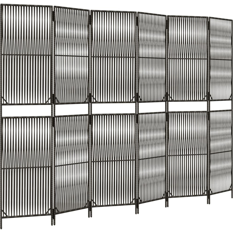 vidaXL Room Divider 6 Panels Gray Poly Rattan