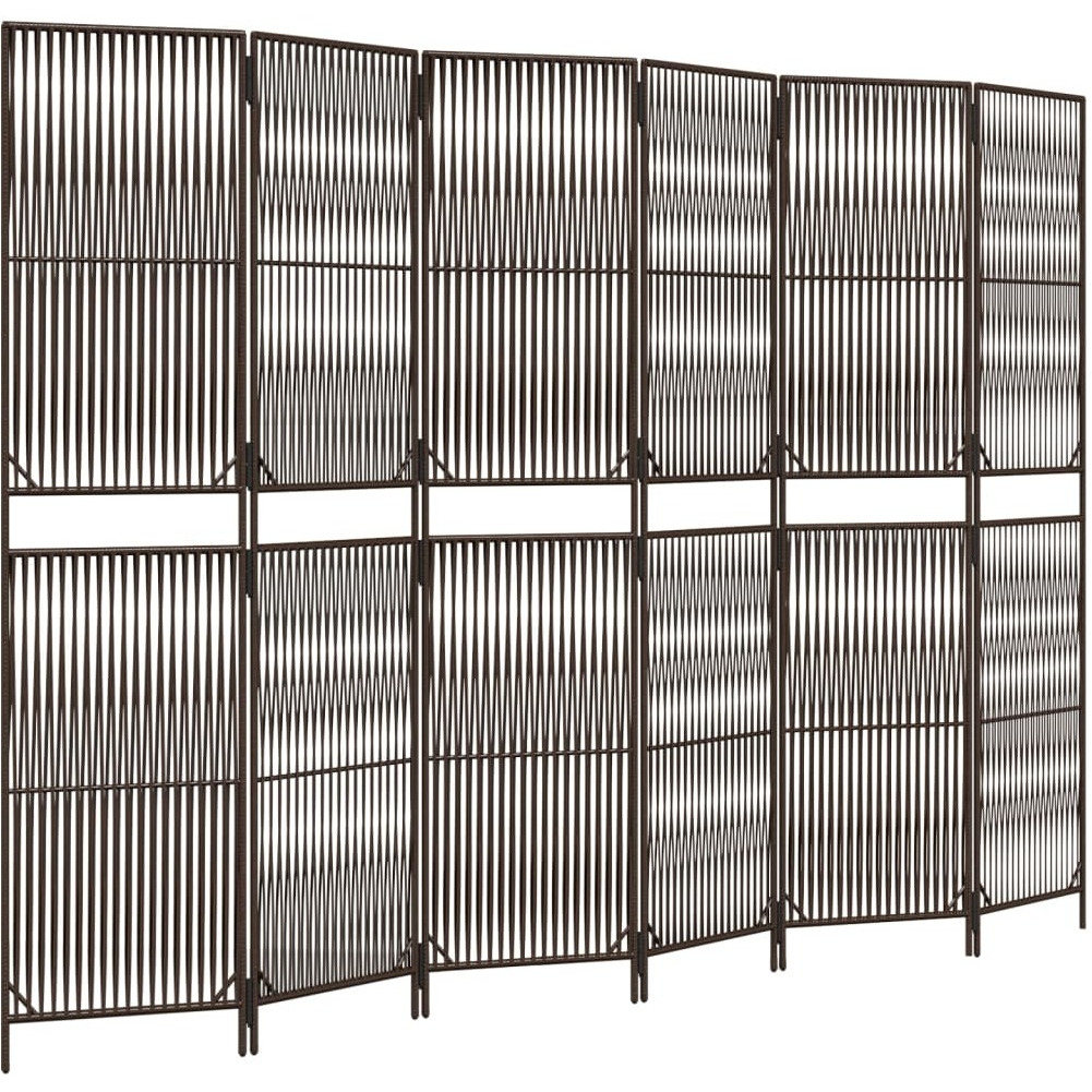 vidaXL Room Divider 6 Panels Brown Poly Rattan