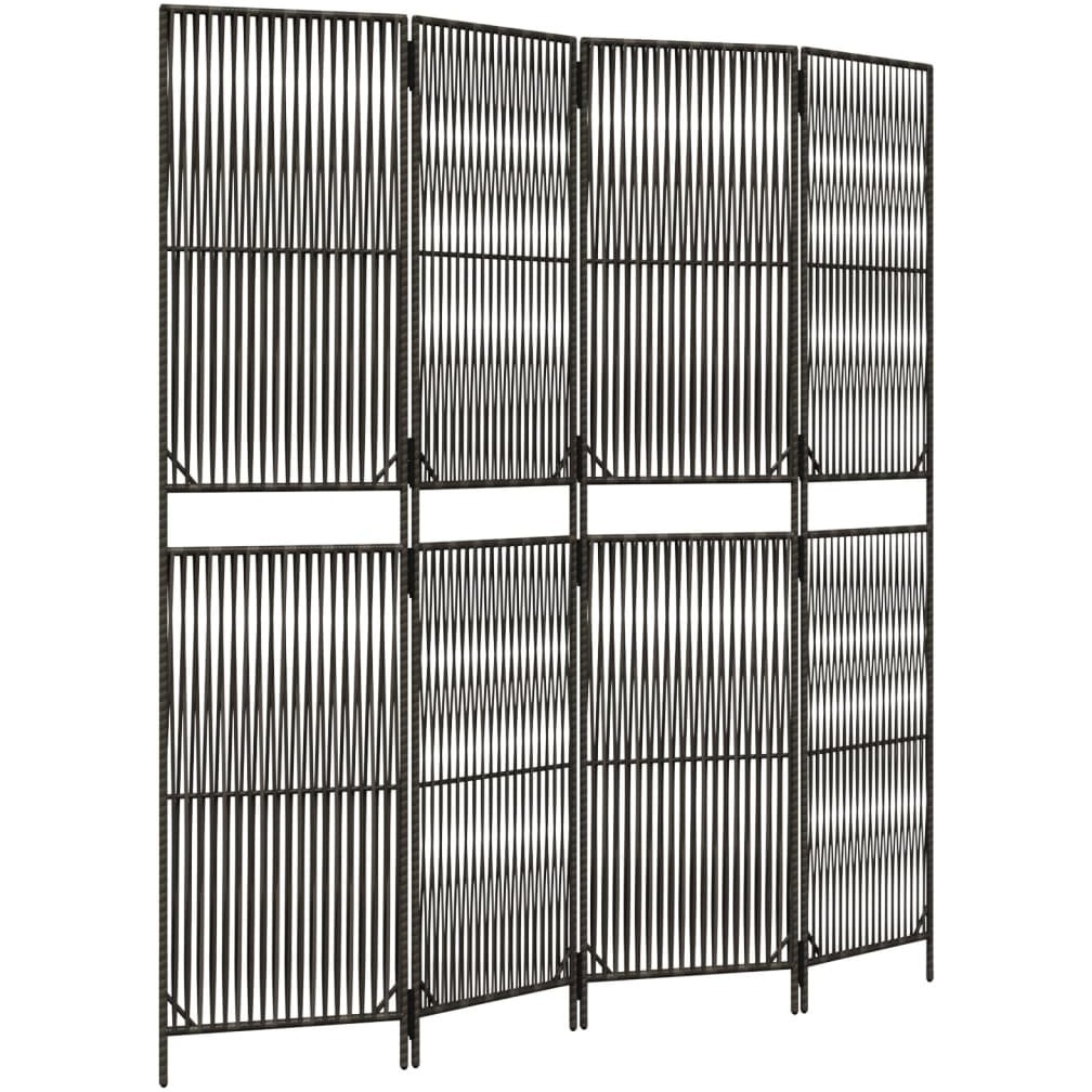 vidaXL Room Divider 4 Panels Gray Poly Rattan