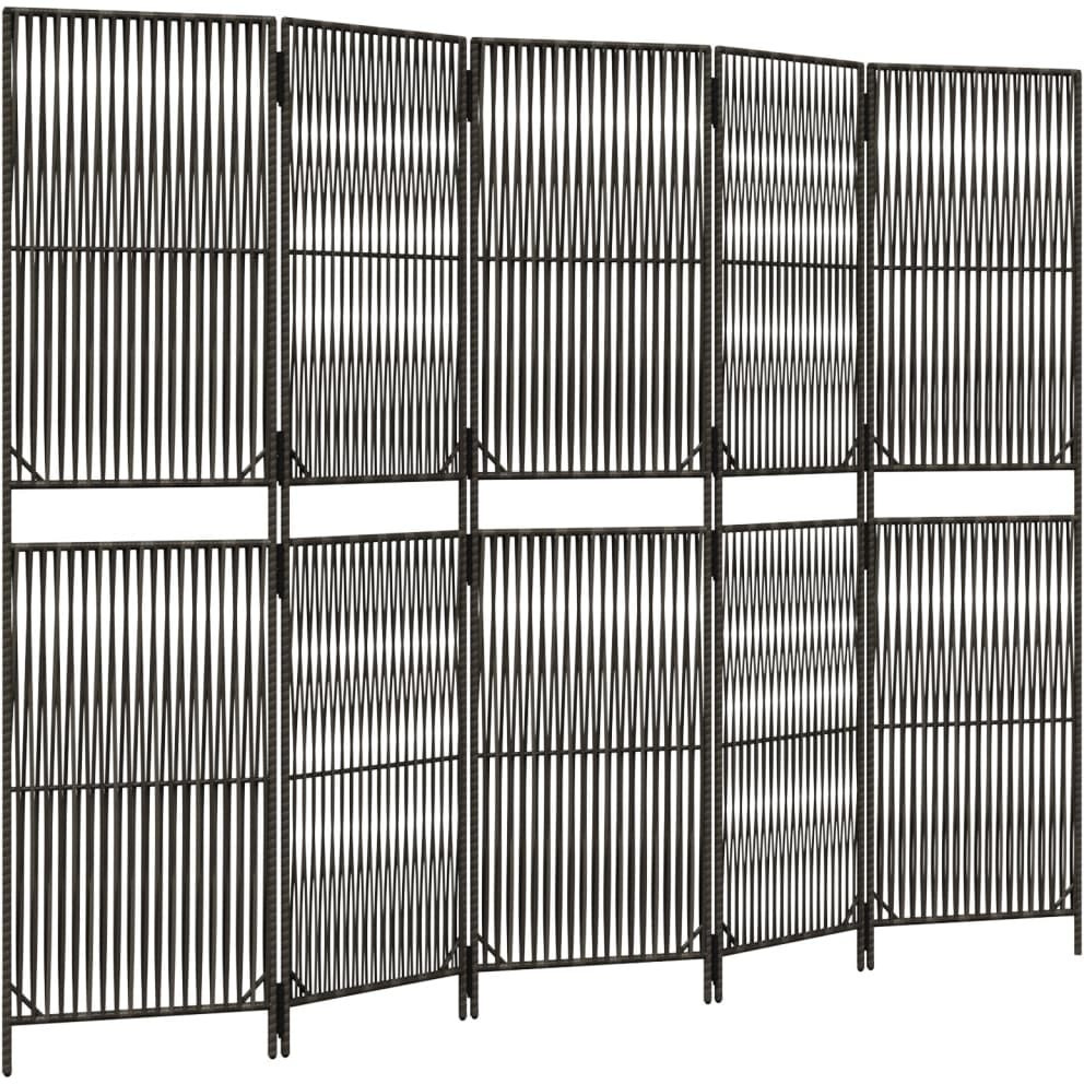 vidaXL Room Divider 5 Panels Gray Poly Rattan