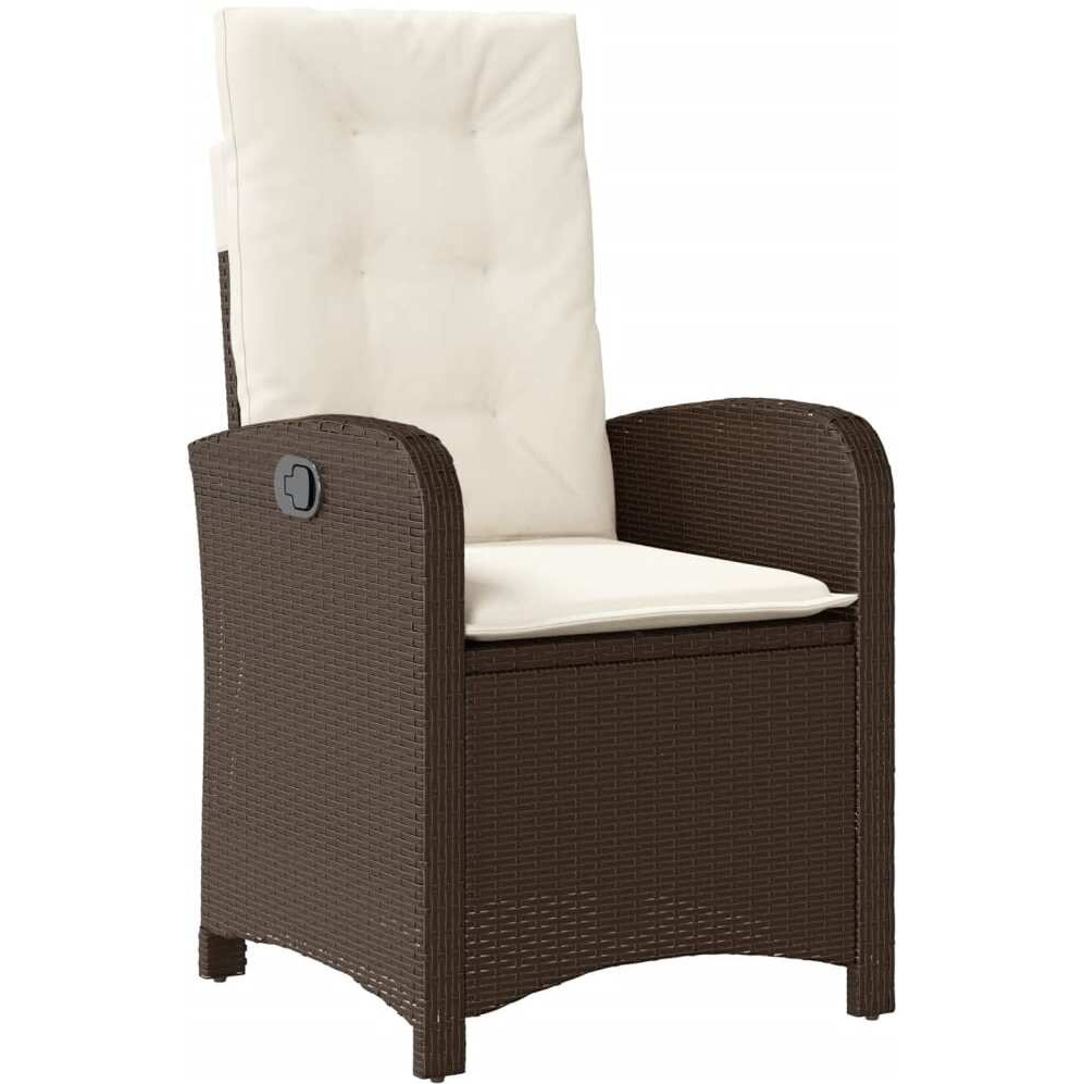 vidaXL 5 Piece Patio Dining Set with Cushions Brown Poly Rattan