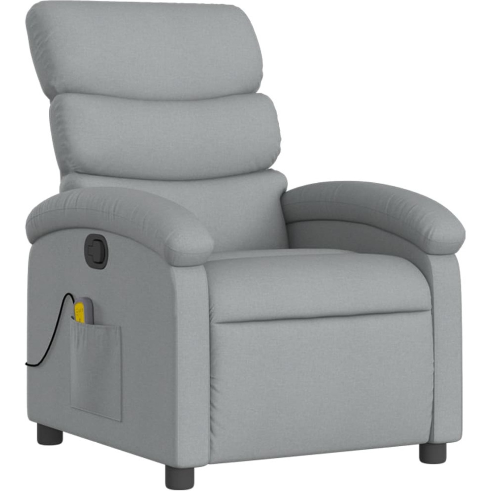vidaXL Massage Recliner Chair Light Gray Fabric