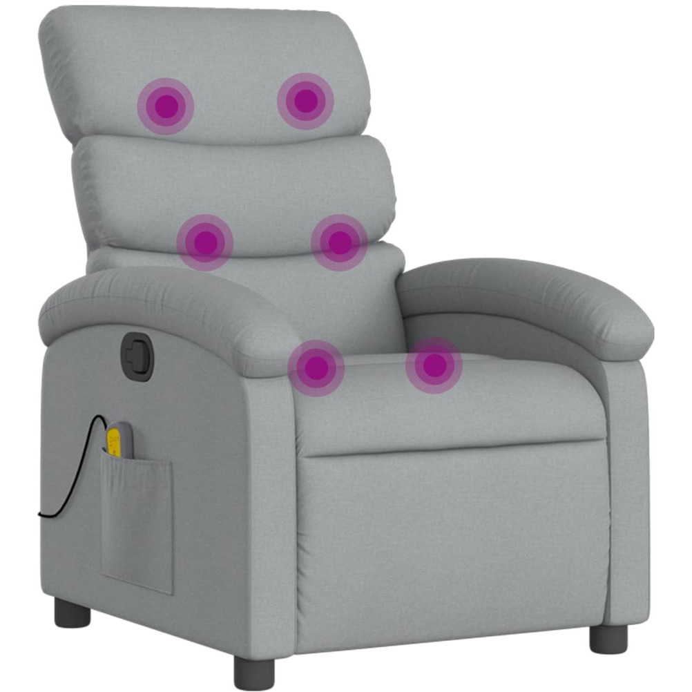 vidaXL Massage Recliner Chair Light Gray Fabric