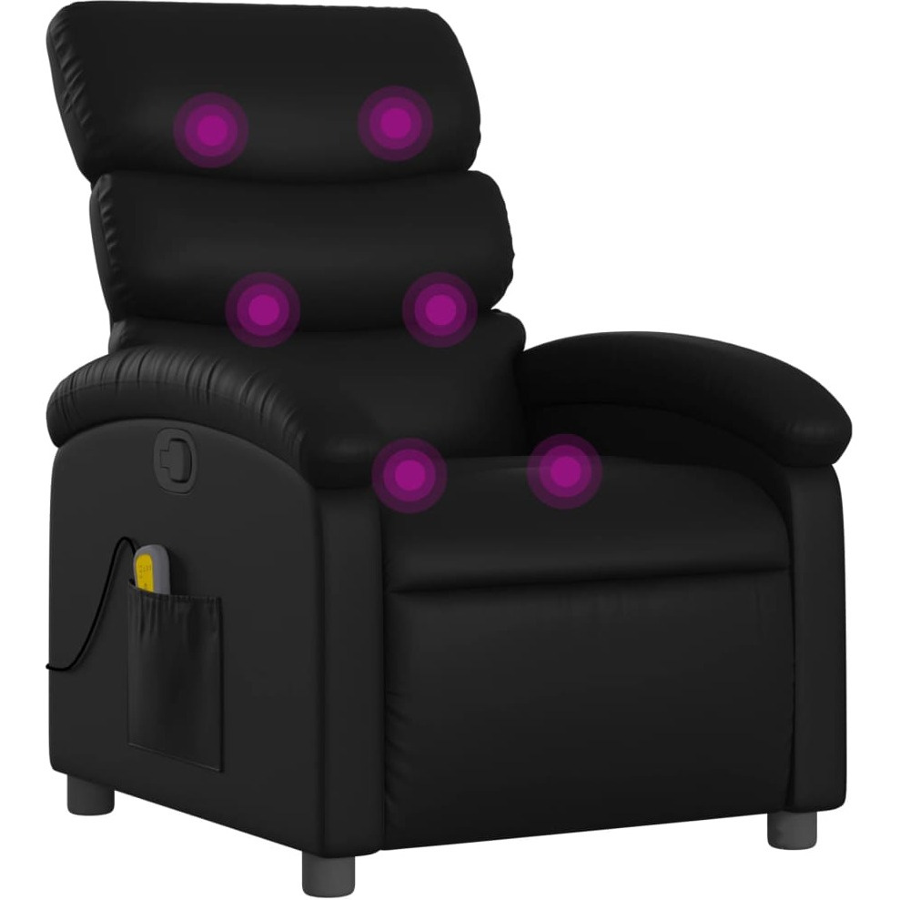 vidaXL Massage Recliner Chair Black Faux Leather