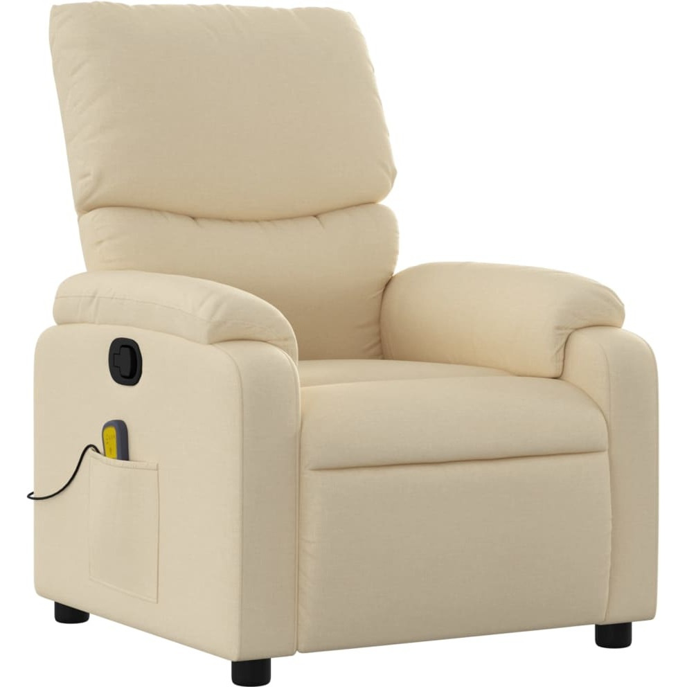 vidaXL Massage Recliner Chair Cream Fabric