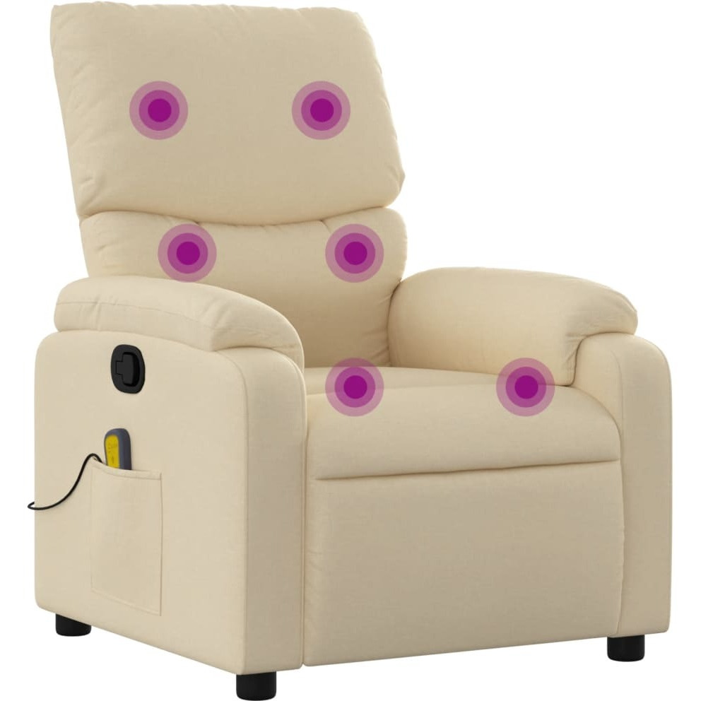 vidaXL Massage Recliner Chair Cream Fabric