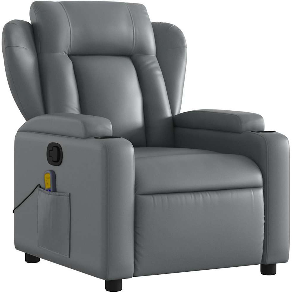 vidaXL Massage Recliner Chair Gray Faux Leather