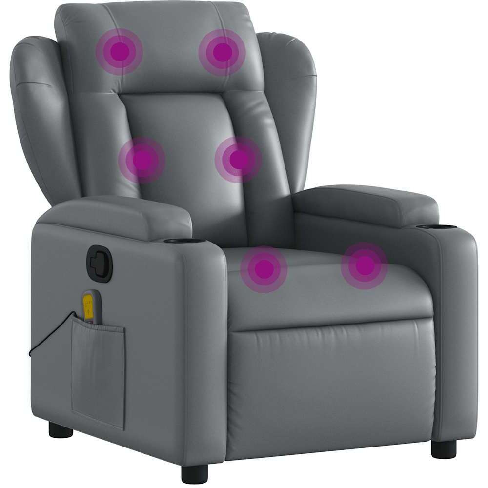 vidaXL Massage Recliner Chair Gray Faux Leather