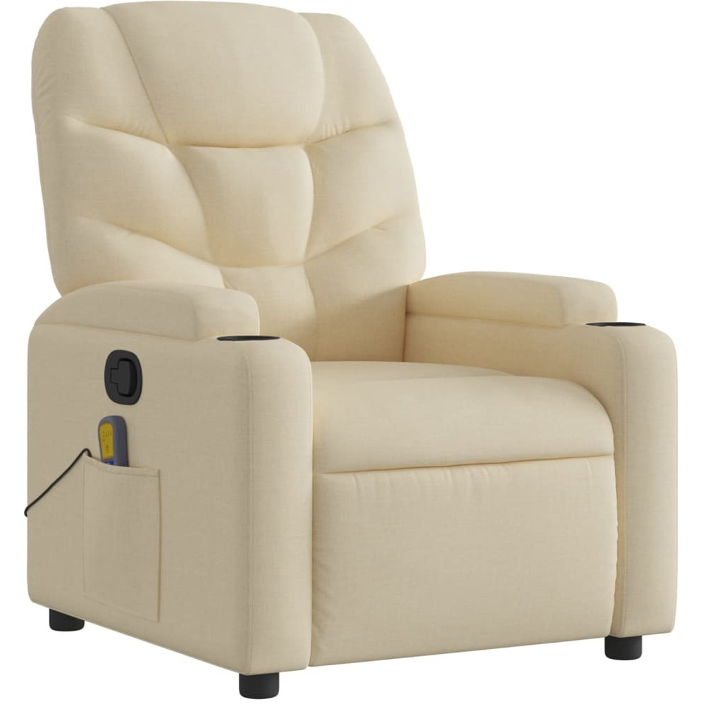 vidaXL Massage Recliner Chair Cream Fabric