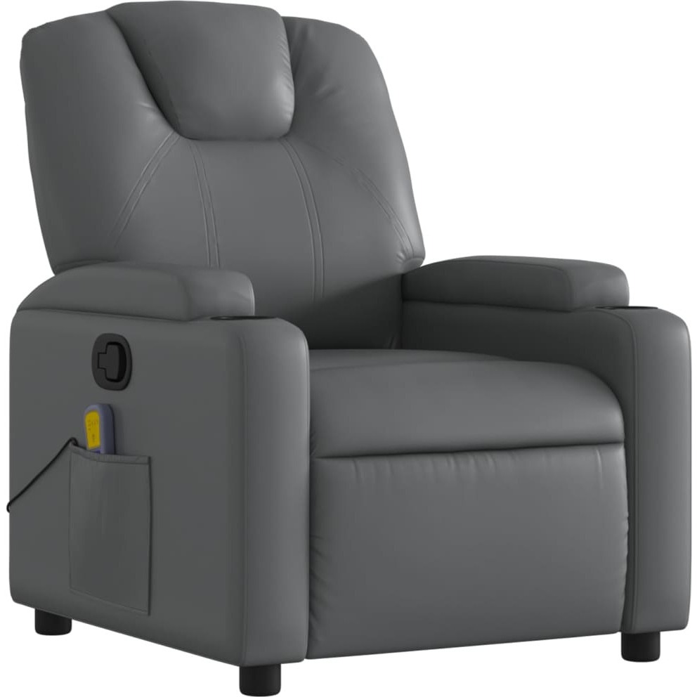 vidaXL Massage Recliner Chair Gray Faux Leather