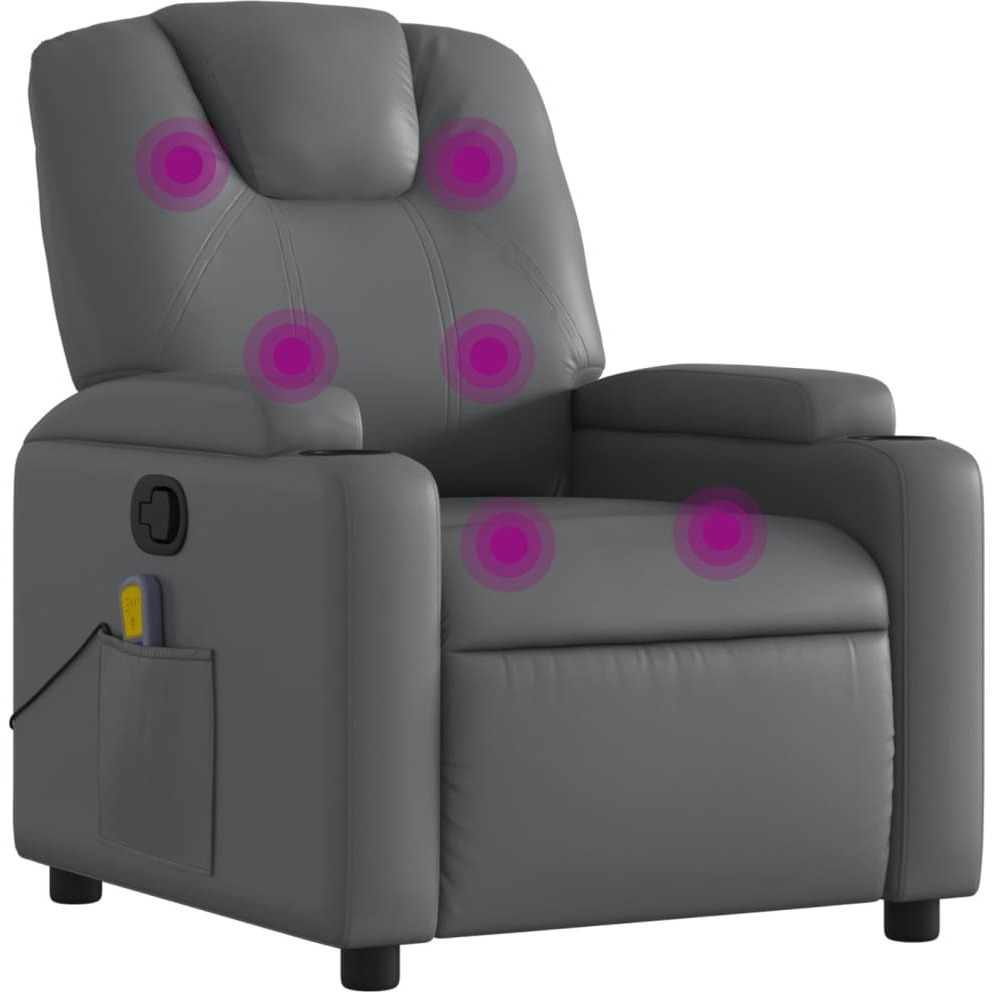 vidaXL Massage Recliner Chair Gray Faux Leather