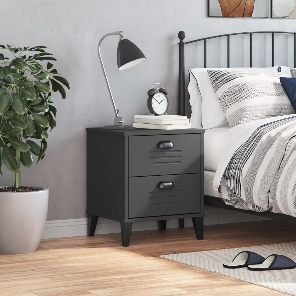 vidaXL Bedside Cabinet VIKEN Anthracite Gray Engineered Wood