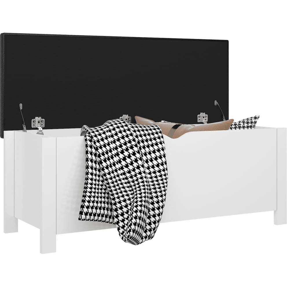 vidaXL Storage Box with Cushion High Gloss White 41.3x15.7x17.7