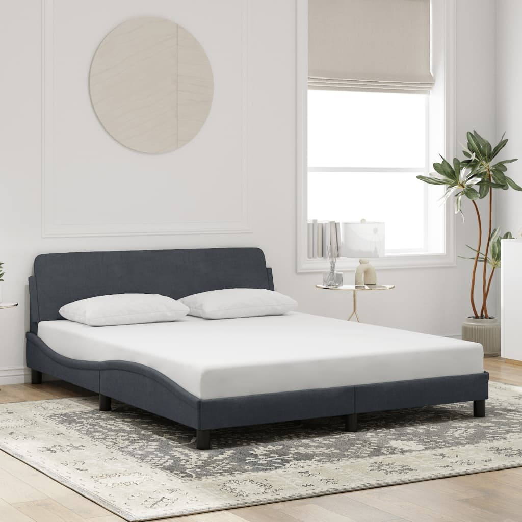 vidaXL Bed Frame with Headboard Dark Gray 59.8x79.9 Queen Velvet