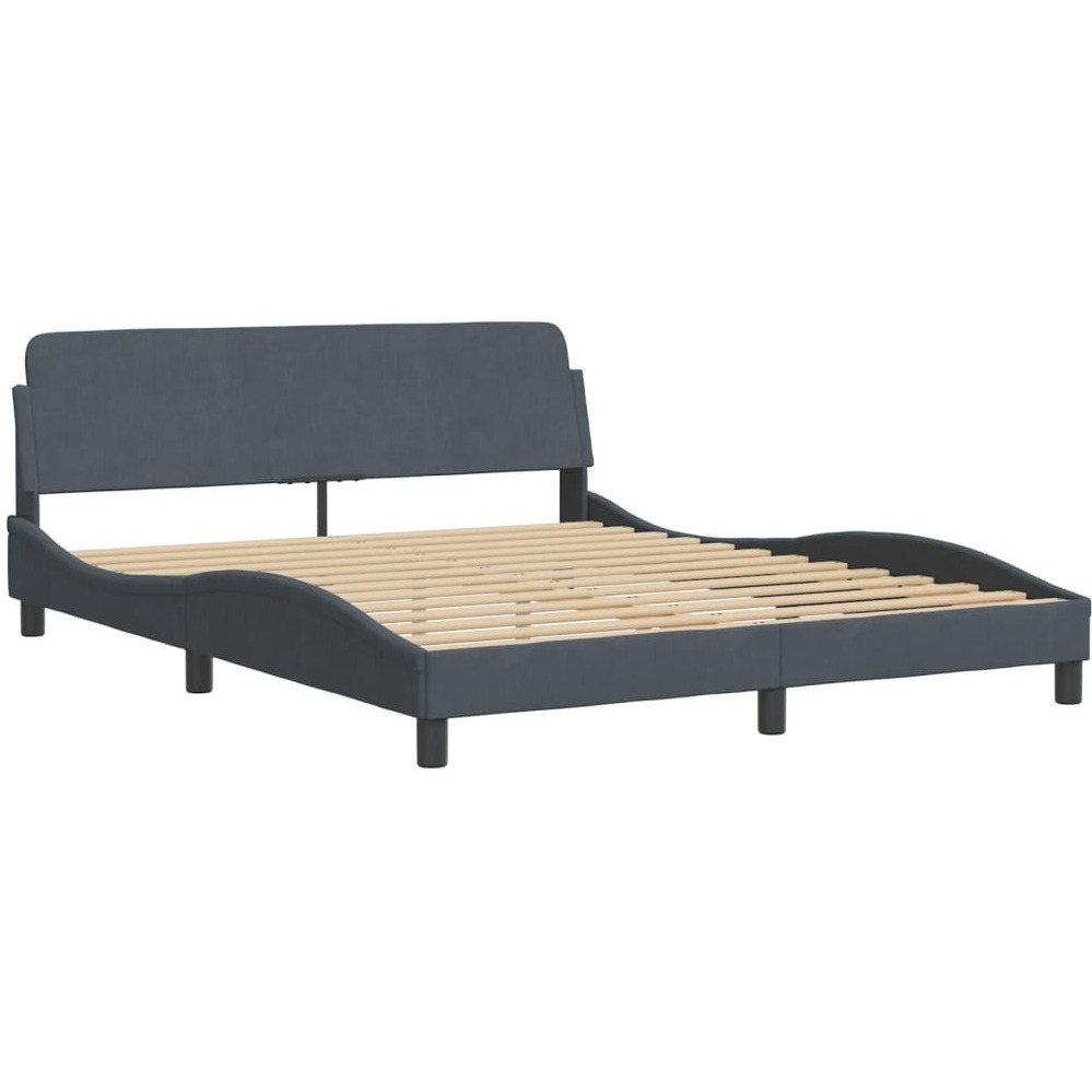 vidaXL Bed Frame with Headboard Dark Gray 59.8x79.9 Queen Velvet