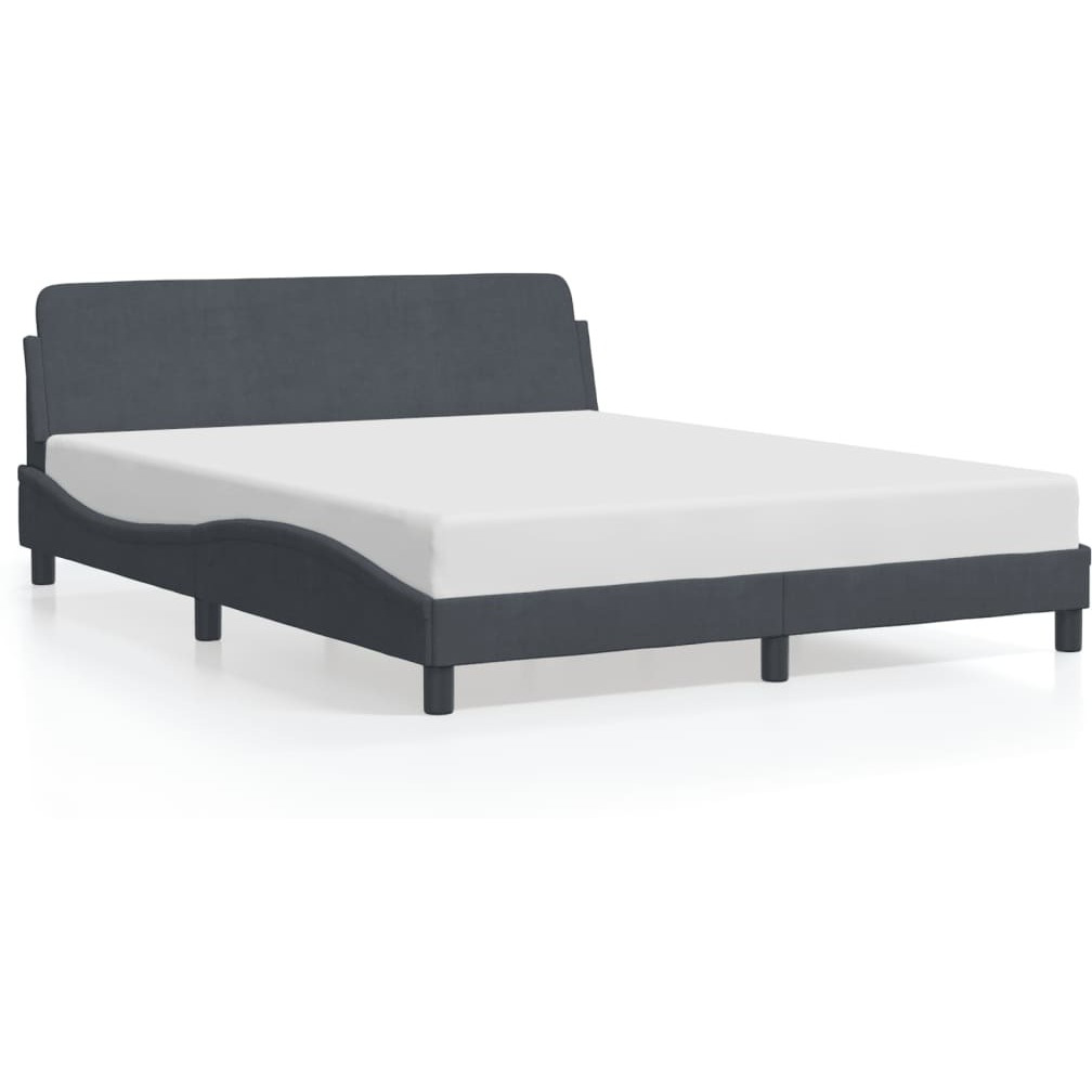 vidaXL Bed Frame with Headboard Dark Gray 59.8x79.9 Queen Velvet