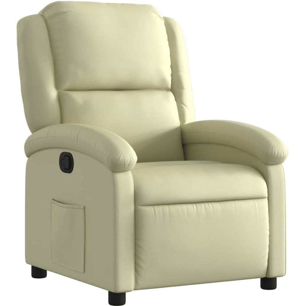vidaXL Recliner Chair Cream Real Leather