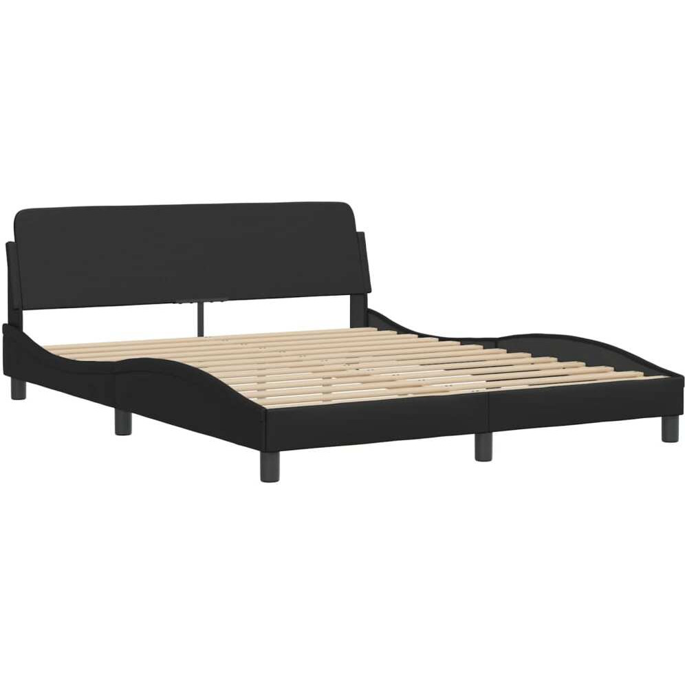 vidaXL Bed Frame with Headboard Black 59.8x79.9 Queen Faux Leather