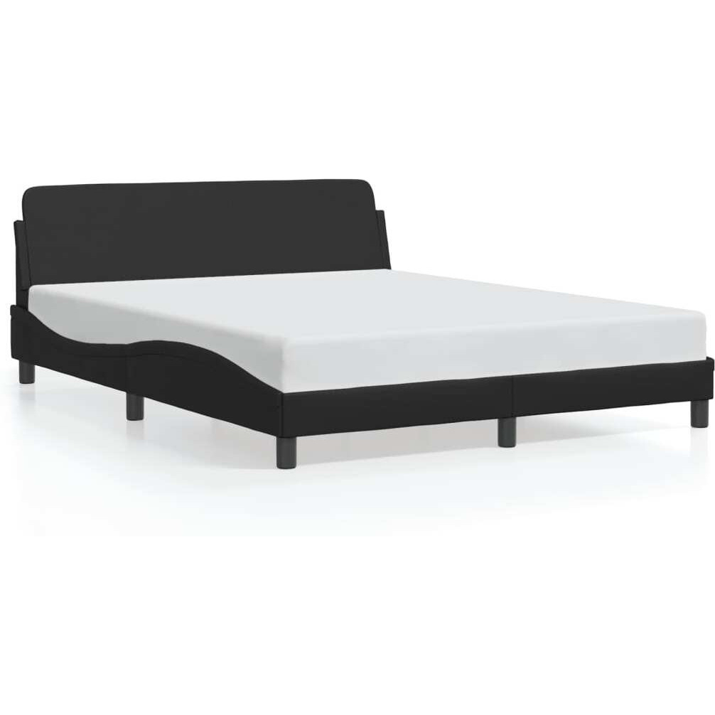 vidaXL Bed Frame with Headboard Black 59.8x79.9 Queen Faux Leather